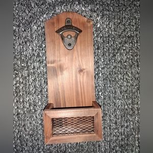 Wooden Bottle Opener with Cap Catcher